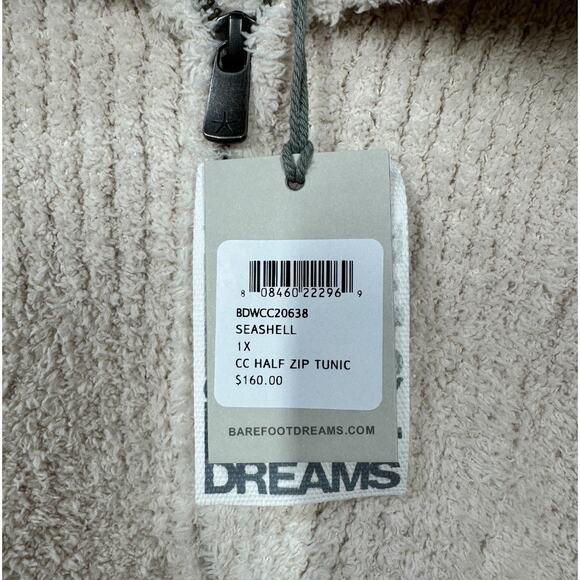 Barefoot Dreams Cozychic Half Zip Tunic Seashell 1X New NWT Pullover Cream - Picture 5 of 6